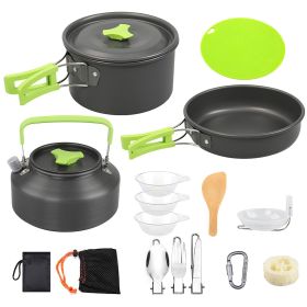 16Pcs Camping Cooking Ware Set Camping Stove Cookware Kit Aluminum Pot Pan Kettle Set with Bowls Knife Fork Spoon Carabiner Spatula Cutting Board for (Type: Cookware Set)