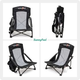 Low Folding Camping Chair, Portable Beach Chairs, Mesh Back Lounger For Outdoor Lawn Beach Camp Picnic (Color: black)